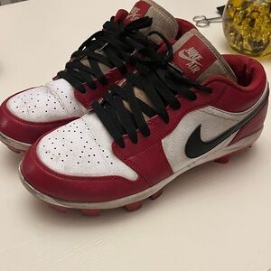 Nike Air Jordan Red and White Baseball Cleats